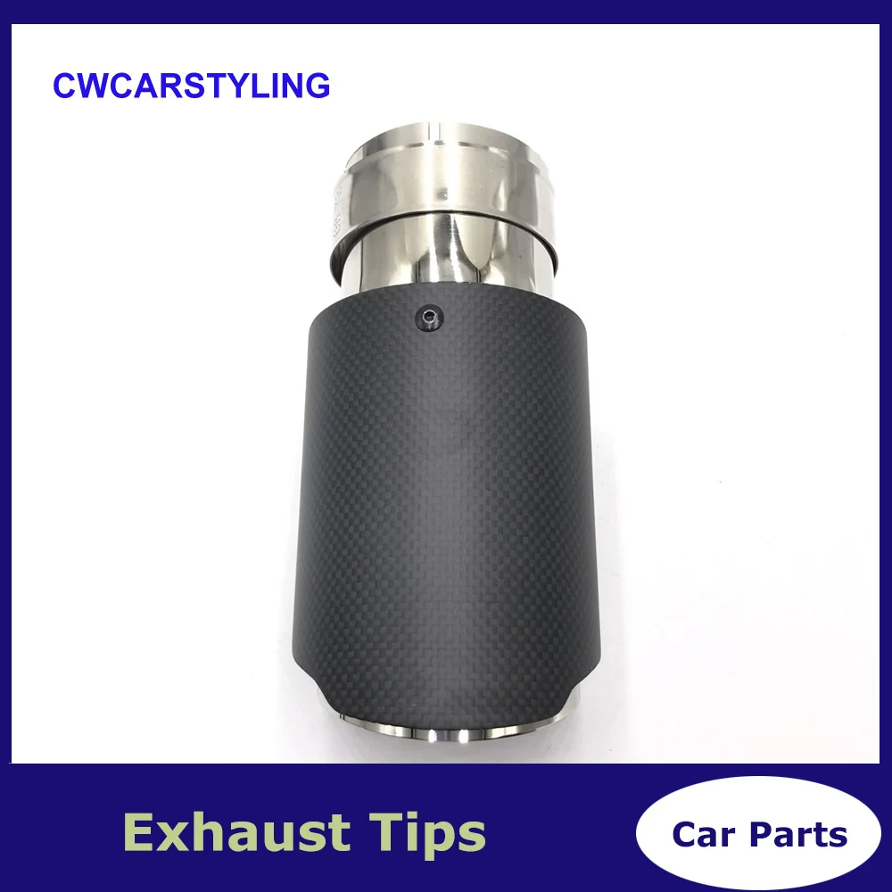 

Ak Car Exhaust Systems matte Carbon Muffler Tip Tail End Universal Stainless stee Straight Flange Sandblasting For Bmw