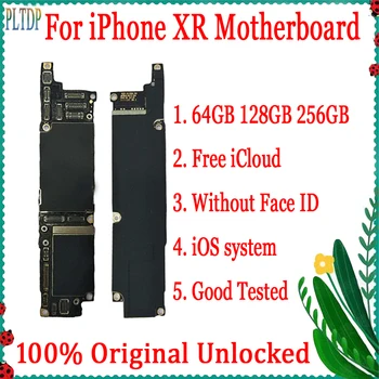 

100% Original unlock For iPhone XR 64GB 128GB 256GB Mainboard Without Face ID with Full chips logic board Free iCloud Good Test