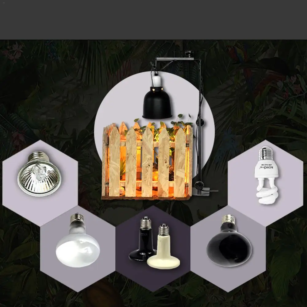 Reptile Cage Deep Barrel High Temperature Aluminum Alloy 5.5 / 8.5 Inch Heating Lamp Shade Climbing Pet Box UVB Pet Lamp Holder