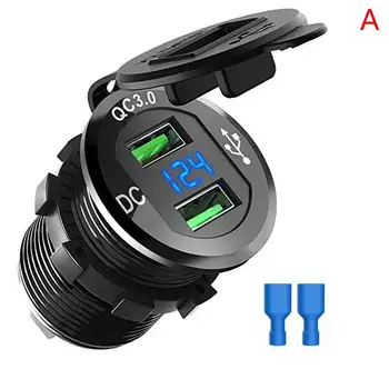 

Universal Dual USB Car fast Charger 18W 3.1A with LED Display QC3.0 Phone Car-Charger for Xiaomi Samsung S20 iPhone X 8 Plus