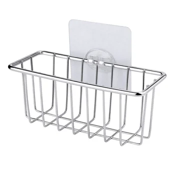 

1 pc Wall-mounted Drain Stainless Steel Multifunction Organizer Sink Caddy Sponge Rack for Bathroom Kitchen