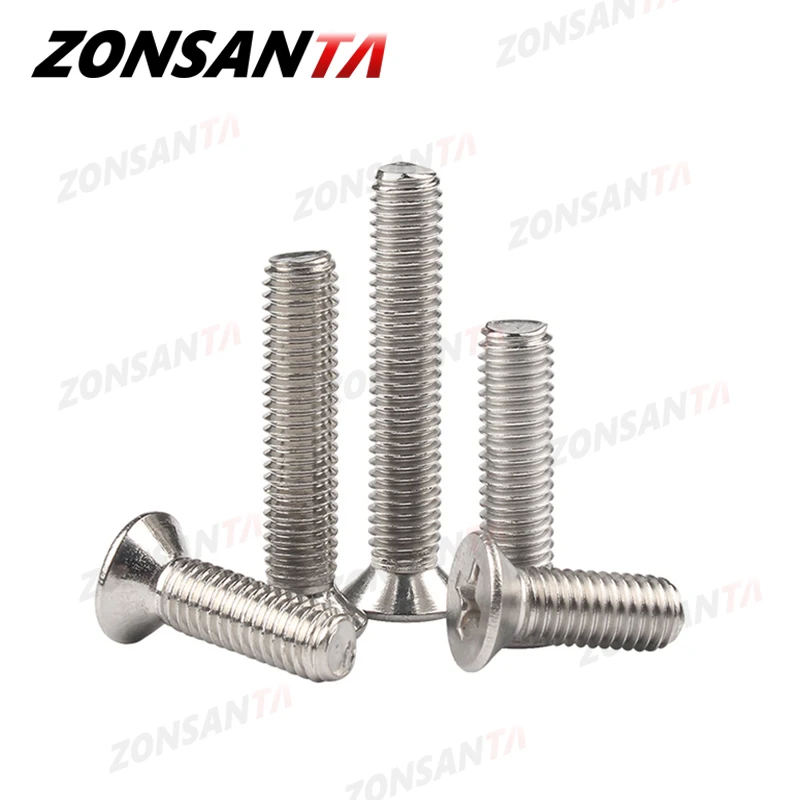 stainless steel screw ZONSANTA M1.6 M2 M2.5 M3 M4 M5 M6 Mini Micro Small 304 Stainless Steel Cross Phillips Flat Bolt Countersunk Head Furniture Screw