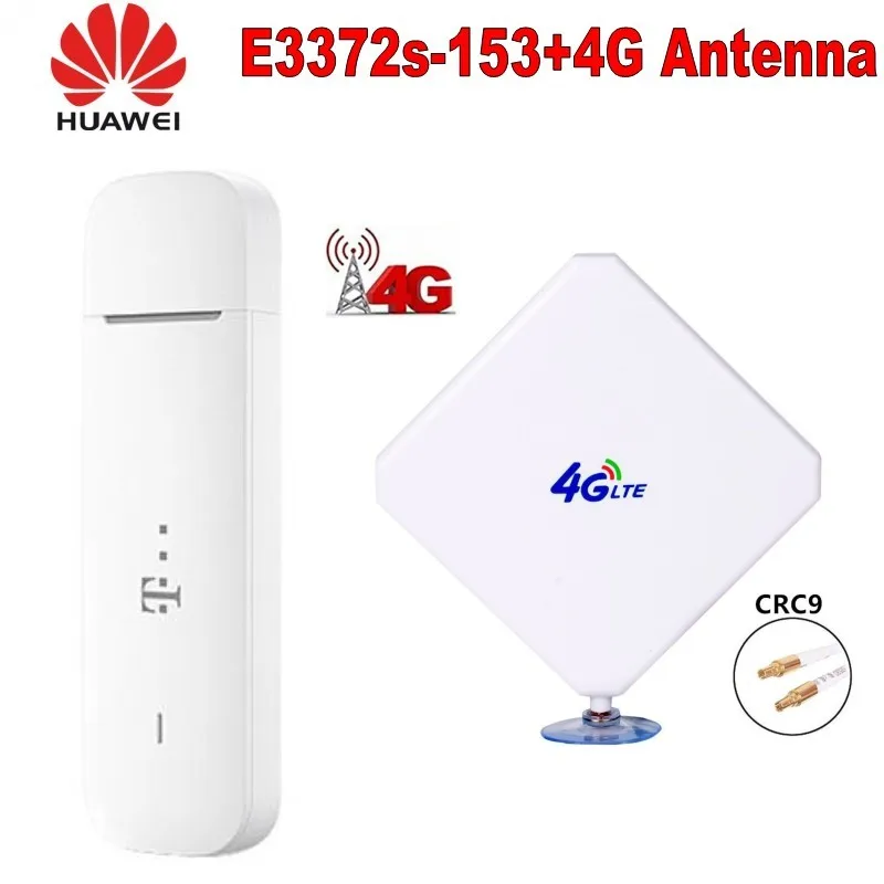 Разблокированный ноутбук huawei 4G модем E3372 E3372s-153 с антенной 4G LTE 150Mbps Dongle USB Stick Datacard PK E8372 E8377
