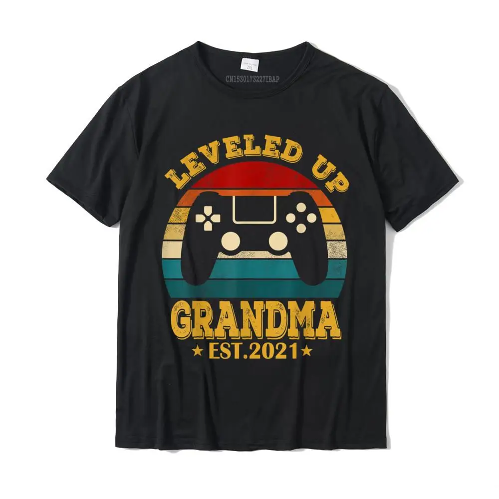 Casual 100% Cotton Casual Tops T Shirt Fashion Short Sleeve Men's T-shirts Group Summer Fall Tee-Shirts Crewneck Leveled Up To Grandma Est. 2021 Promoted To Grandma Gift T-Shirt__MZ23571 black