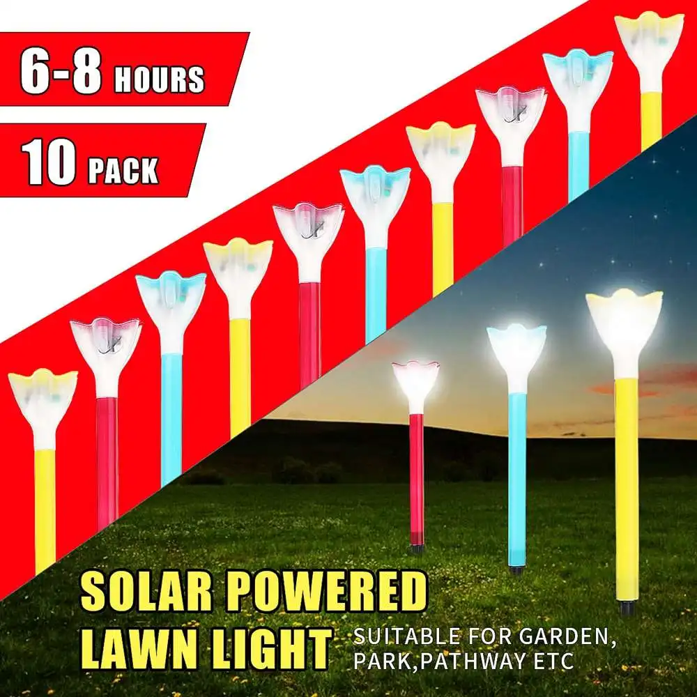 Solar Powered LED Lawn Lamps Decor Pathway Lights Outdoor Waterproof Garden Solar Lamp Yard Patio Landscape Lighting 3 Colors