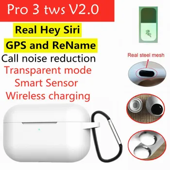 

NEW Pro 3 tws V2.0 Bluetooth Earphones with Positioning Name Change Smart Sensor Wireless charging Noise Reduction microphone