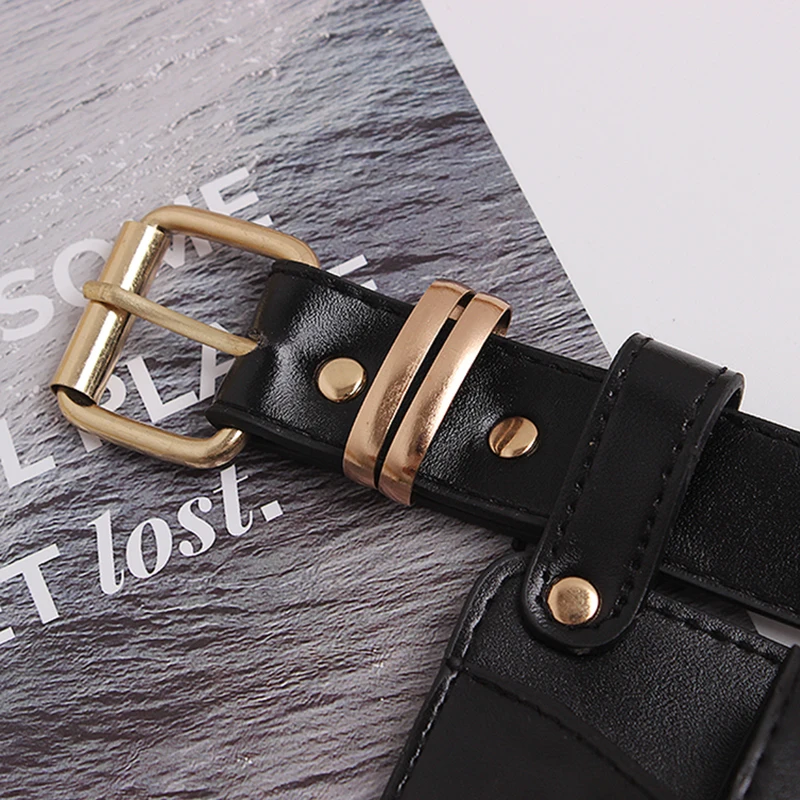 TWOTWINSTYLE Vintage Synthetic Leather Women's Belt Beading Hit Color Patchwork Bag Belts For Female Fashion Autumn Tide