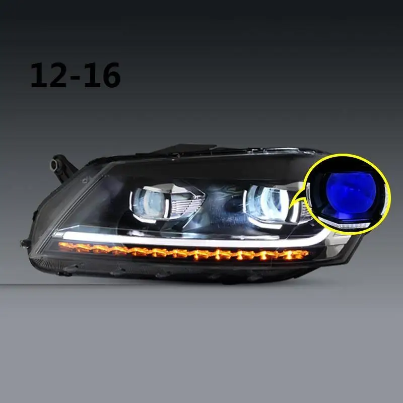 Drl Авто боковой указатель поворота светодиодные наружные дневные ходовые фары автомобильные фары в сборе 12 13 14 15 16 для Volkswagen Magotan
