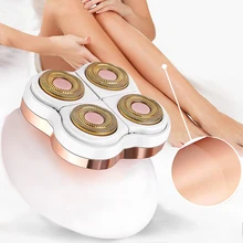 USB Перезаряжаемый электрический эпилятор для удаления волос, электробритва для женщин, бритва для ног, триммер для бикини с 4 плавающими головками