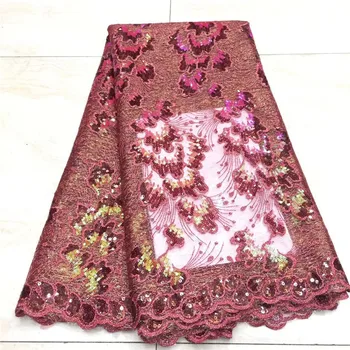 

2020 red Latest Nigerian Net Laces Fabrics Purple High Quality Tulle African Laces Fabric Wedding French Tulle Lace Material