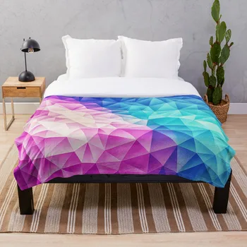 

Soft Blanket for Bed Sherpa Flannel Fleece Blanket Home Travel Sofa Soft Throw Blanket Pink Ice Blue Abstract Polygon Crystal Cu