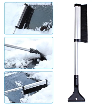 

VODOOL 2-in-1 Extendable Snow Shovel Ice Scraper Snow Brush Water Remover For Car Auto SUV Frost Windshield Cleaner Winter Tool