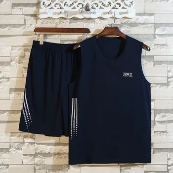 

Male Thin Section Sleeveless Vest Shorts Running Sportswear plus Size Middle-aged And Elderly Leisure Cotton Cover Pack Male