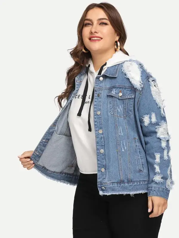 big ripped jean jacket