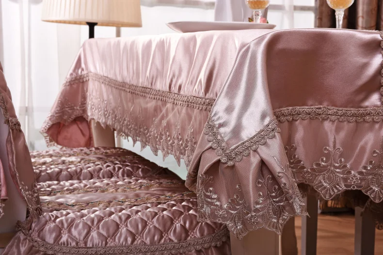 Luxury Solid Color Lace Tablecloth Chair Cover Table Flag Exquisite Relief Embroidery Rectangle Table Cover European Table Cloth