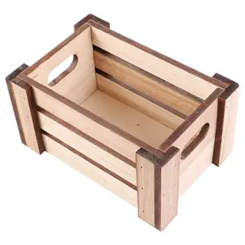 

1Pc Creative Wooden Storage Desk Box Desktop Organizer Home Decoration Wooden Desktop Storage Basket (Small)