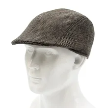 Sparsil, мужские зимние твидовые полосатые береты, кепка в британском стиле, мужские шапочки для среднего/среднего возраста, козырек, теплая шапка