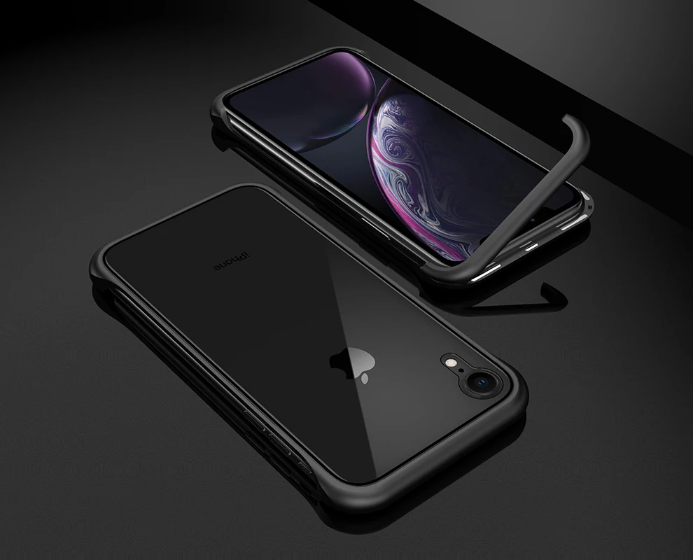 Ультратонкий противоударный чехол для телефона для Apple iPhone X XS MAX XR класса люкс Алюминий металла& анти-не царапающееся 9Н защитное закаленное Стекло чехол Крышка