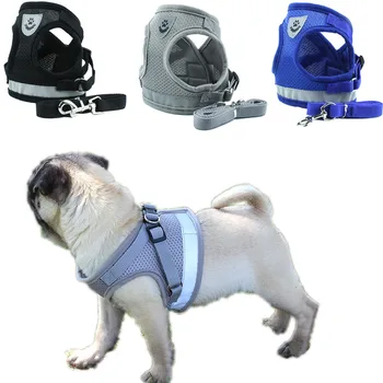 

4 Colors Safety Dog Harness With Leash Set For Puppy Cat Harness XS-XL Reflective Mesh Harnesses Vest For Small Dogs 120cm Leash