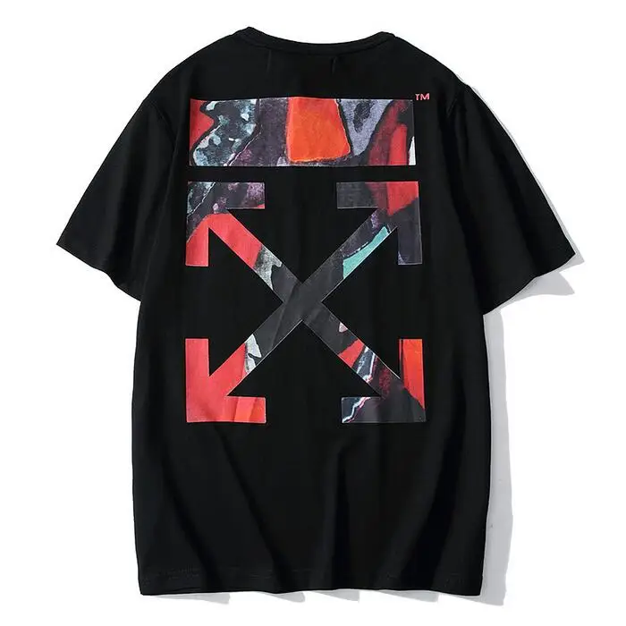 19ss Off-White OW акварельные граффити стрелы для мужчин пара влюбленных моделей хлопок Мода Круглый вырез короткий рукав Футболка