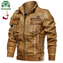 Бесплатный подарок NINAJEEP мужские кожаные куртки весна осень мужские винтажные Мотоциклетные Куртки из искусственной кожи пальто модная куртка из искусственной кожи