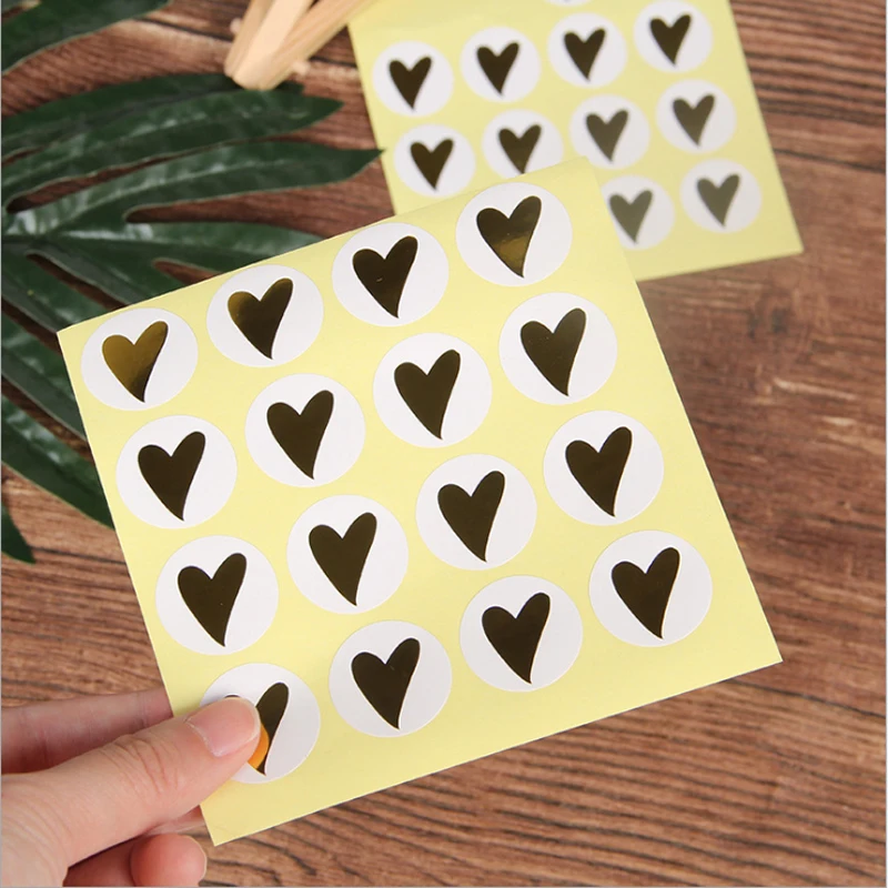 

160Pcs/pack Hot Stamping Bronzing Love Heart Sealing Sticker For Baking DIY Gifts Package Label Kids Stationery Stickers