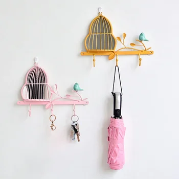 

Handmade Nordic Concise Bird Wall Decor Cute Free Punch Storage Rack Wall Mounted Shelf Home Wall Hanging Decoration