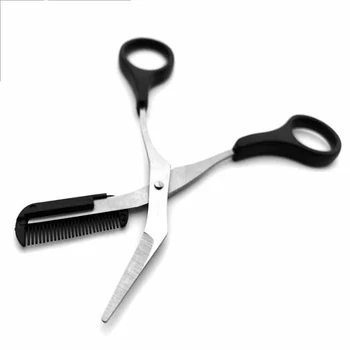 

1PC Stainless Steel Eyebrow Trimmer Grooming Eyelash Face Hair Scissor Clip Cosmetic Thinning Shears Comb Makeup Tool 12.8cm