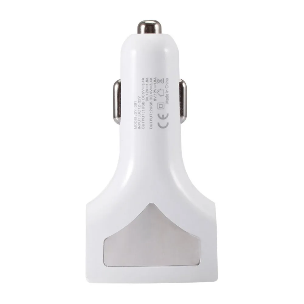 12V 2.4A/1A 2 порта USB автомобильный смартфон быстрое зарядное устройство металлический светодиодный светильник