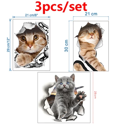 Style 15 3pcs 3d наклейки на стену, наклейки на туалет, яркие Мультяшные украшения для дома в виде животных, наклейки на стену для детской комнаты, декоративные обои - Цвет: Style 15 3pcs