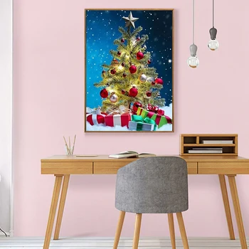 

Christmas Diamond Painting Cartoon Embroidery Full Round Cross Stitch Needlework Wall Decoration