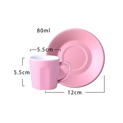 Розовый 80cc черная кружка с кофе и наборы блюдец Demitasse драгоценный камень Цвет Глазурь толстый Итальянский Эспрессо кружка Koffie Kopjes Copo Caveira Tasse - Цвет: Розовый