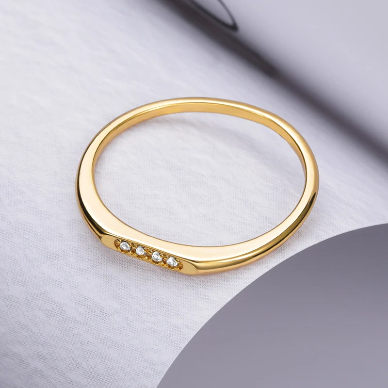 Four Small Zircon Couple Glisten Stainless Steel Finger Rings Women Wedding Jewelry wedding rings finger rings fashion rings zircon rings fashion ring couple rings stainless steel rings metal rings