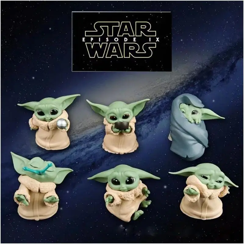 6pcs Disney Cute Yoda Baby Doll Toy Figure 5-8cm Star Wars Popular Character Children's Toys Christmas Gifts | Игрушки и хобби