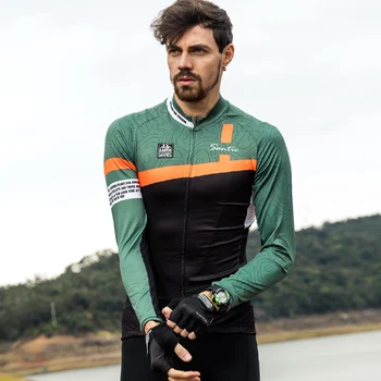 

Santic Men Long Sleeve Cycling Jerseys Pro Fit Road Bike MTB Top Jersey Spring Summer Breathable Bike Jerseys Asian Size C01090