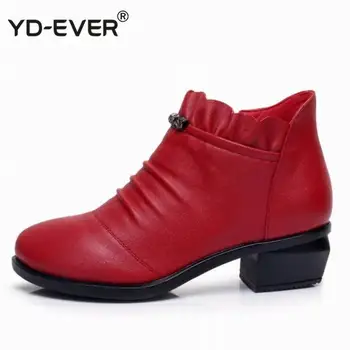 

Fashion Women Boots Autumn Boots Genuine Leather Ankle Boots Winter Warm Fur Plush Women Shoes Big Size 43
