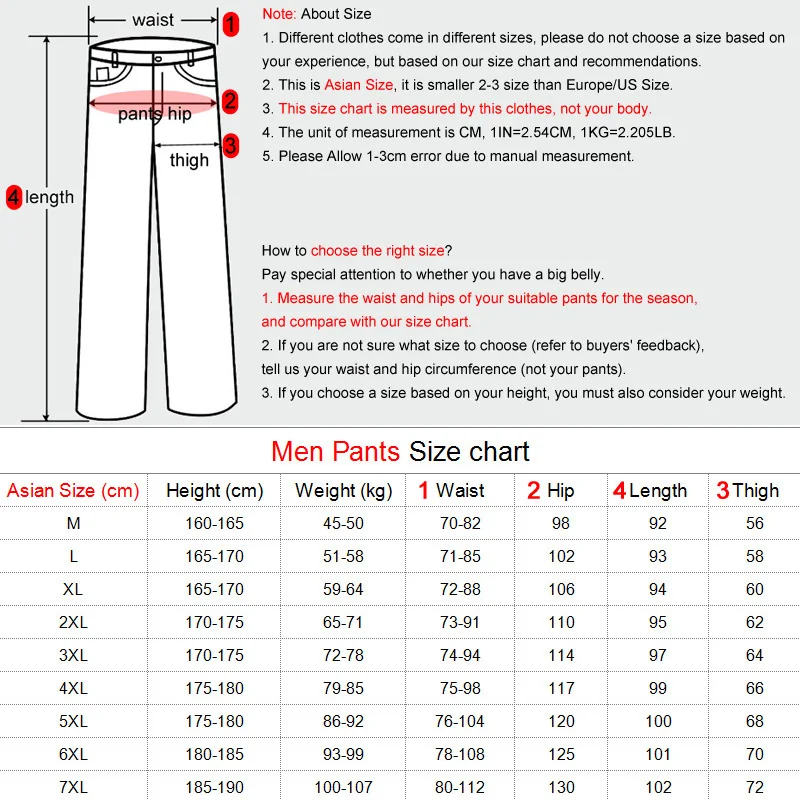 mens jogger pants size chart