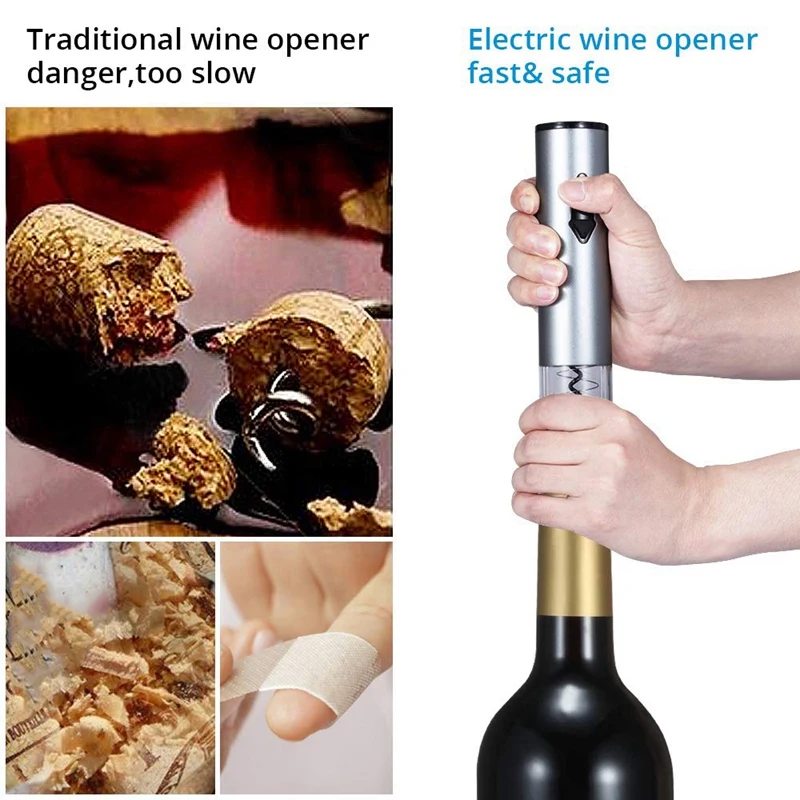 Electric Wine Opener Set,Electrical Wine Bottle Opener Battery Operated over Wine Saver Vacuum Stoppers,Wine Pourer,Foil Cutte