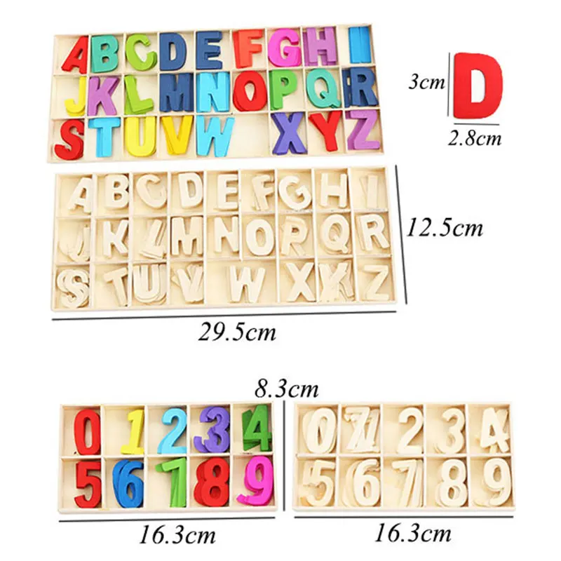 130PCS Early Education Color/Log Color Alphanumeric Wood Chip Educational Toys Learning English Alphabet DIY Wood Chip Kids Toys 6