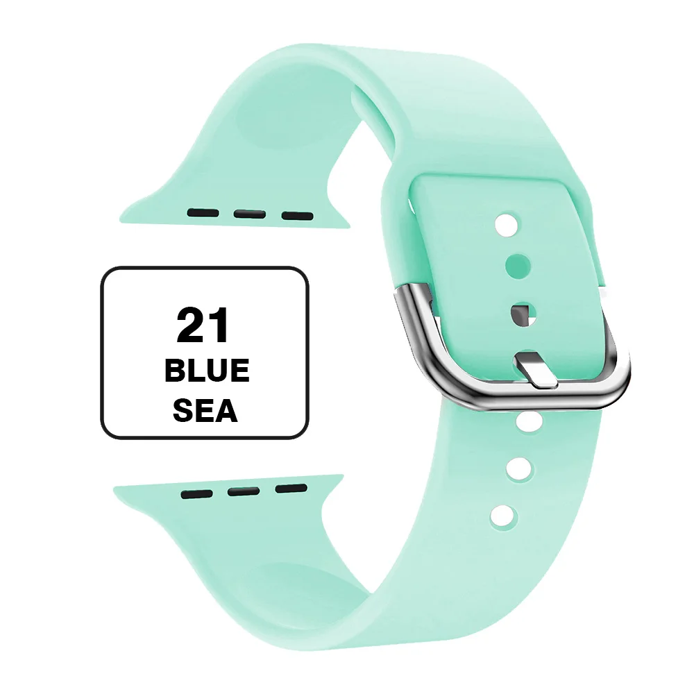 Band for Apple Watch 4 40mm 44mm Soft Silicone Sport Breathable Bracelet Strap for iWatch Series 5 4 3 2 1 correa 38mm 42mm - Цвет ремешка: Blue sea