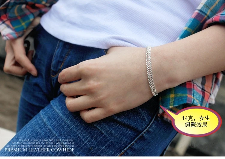 BOCAI S990 Pure Silver Jewelry Fashion Rider Chain Trendy Handmade Men's and Women's Bracelets