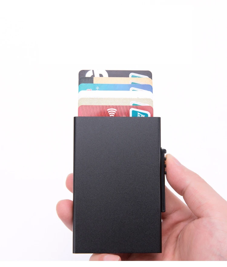 RFID Блокировка простой мужской держатель для карт мужская металлическая карта из сплава чехол тонкий кошелек для мужчин и женщин