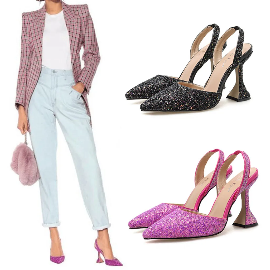 Женские тапочки пикантные туфли на высоком каблуке из бокала Модная элегантная