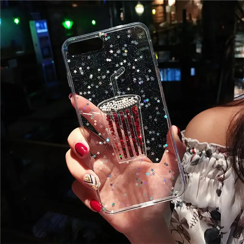 Блестящий Прозрачный чехол для телефона iPhone XS MAX 11 Pro XR X 7 8 6s Plus hello kitty мороженое зыбучие пески задняя крышка