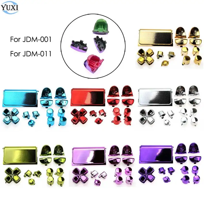 YuXi хром кнопки jdm/jds 001 011 D pad R1 L1 R2 L2 ABXY для Sony PS4 Dualshock 4 беспроводной