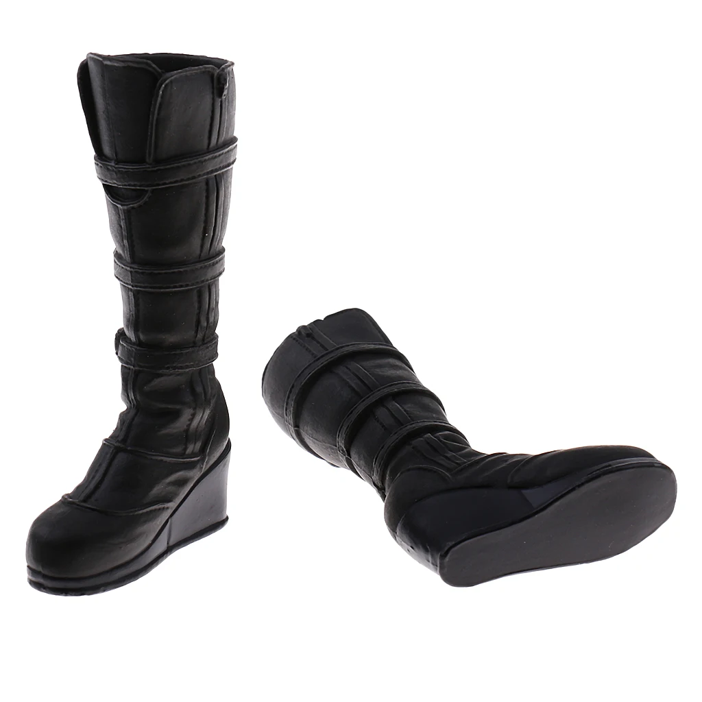 1/6 Female Cops Combat Boots Knee High Shoes for 12 inch Action Figures Accs