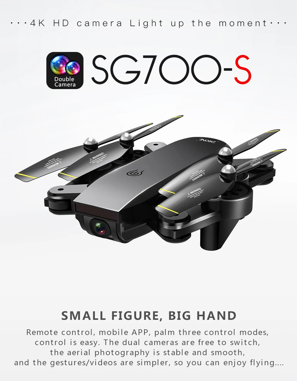 JMT SG700-S 4K камера Квадрокоптер WiFi fpv Двойная камера Широкоугольный контроль ладони оптический поток жеста Фото Видео селфи RC Квадрокоптер