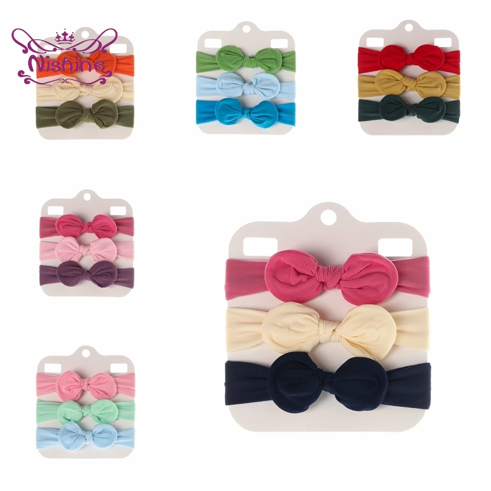 

3pcs/lot 16*8 CM Soft Comfortable Nylon Hairband Solid Color Handmade Bunny Ears Infant Headband Baby Headwear Holiday Gifts