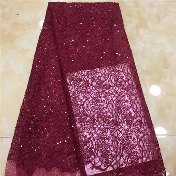 

French Sequins Lace Fabric 2019 African Tulle Lace Fabric High Quality Nigerian Lace Fabric Embroidered Wedding Dresses xz82-738
