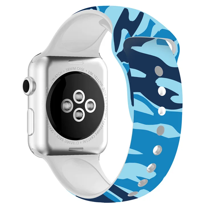 Ремешок с принтом для apple watch 5, 4, ремешок 44 мм, 40 мм, iwatch 5, 4, 3, 2, 1, ремешок 42 мм, 38 мм, спортивный силиконовый браслет, наручный ремень, аксессуары
